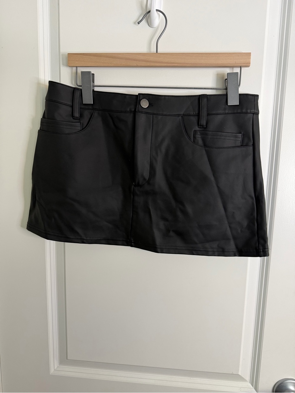 Black Faux Leather Skort Shorts - Contemporary Women's Mini